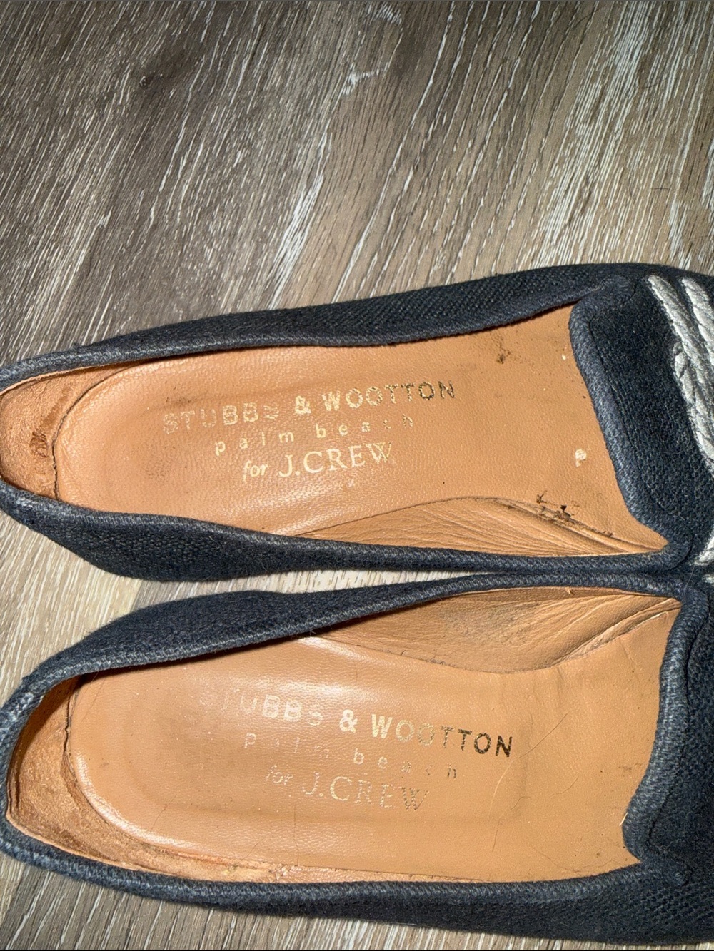 J. Crew Black Canvas Loafers with Cream Rope Knot - Picture 2 of 3
